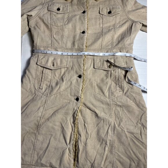 VTG-Y2K-Static Womens XL Beige Corduroy Coat Faux Fur Collar & Cuffs Penny lane - Picture 12 of 16